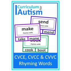 CVCE, CVCC and CVVC Rhyming Words Clip Cards
